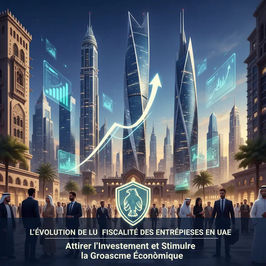 Charts of recent statistics on taxation and investment in the UAE.