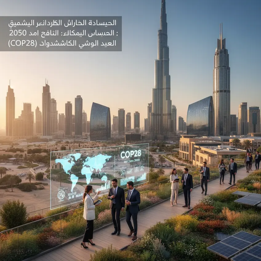رسم بياني يوضح استراتيجية الإمارات للحياد المناخي 2050 والقطاعات المستهدفة