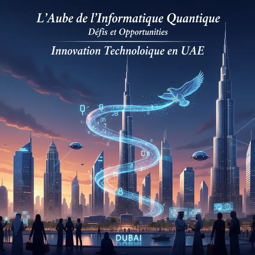 Conceptual diagram of connectivity and technological innovation, illustrating the fusion of ideas for quantum progress in the UAE.