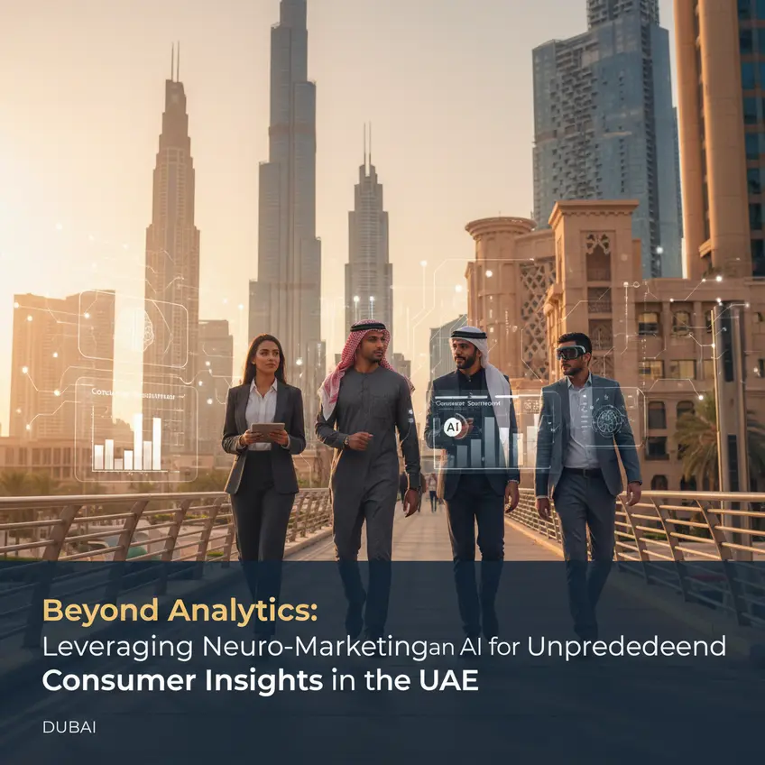 A brain-like network glowing with digital connections, symbolizing the intersection of neuroscience and artificial intelligence in consumer insights for the UAE market.
