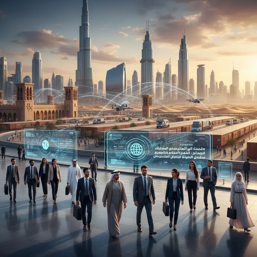 رسم بياني يوضح الترابط بين التقنيات الرقمية واللوجستيات الحديثة في الإمارات
