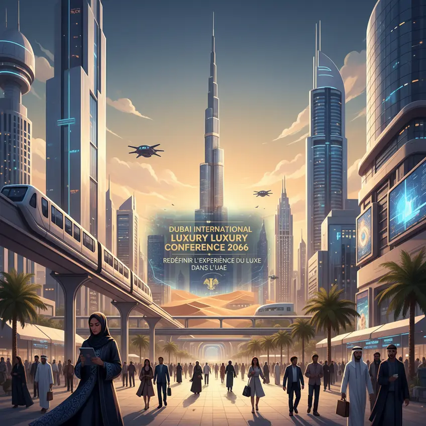 Futuristic urban scene of Dubai, illustrating innovation and technological development in the city.
