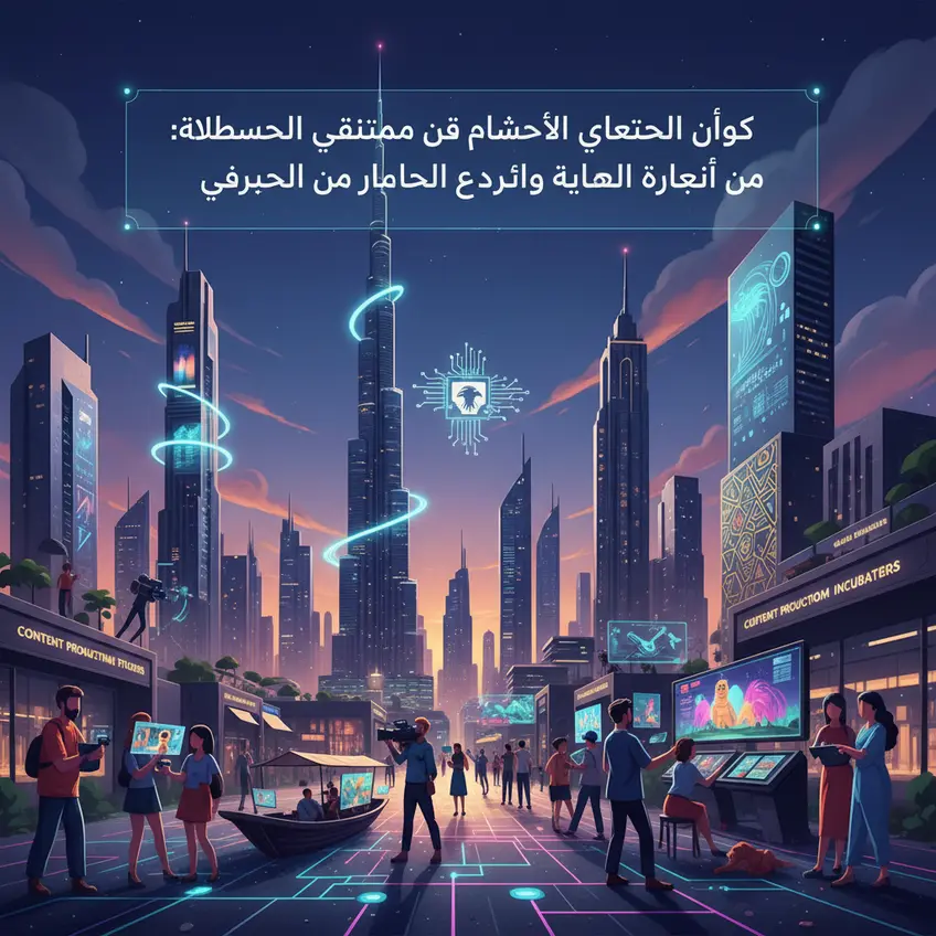 شخص يرتدي نظارة واقع افتراضي، يعكس الاندماج في عالم الألعاب الرقمية والتكنولوجيا المتقدمة في الإمارات.
