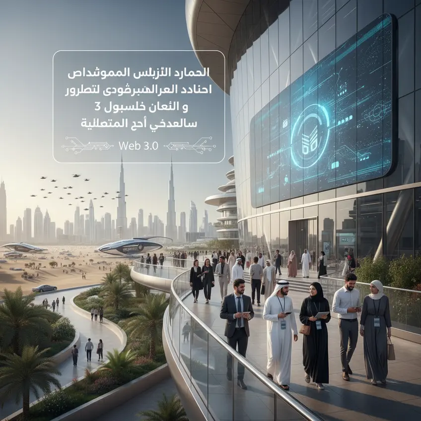رسم بياني يوضح تطور الويب من 1 إلى 3، مع التركيز على اللامركزية والملكية الرقمية